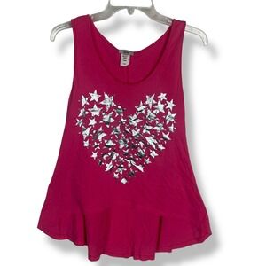 ASSA Silver Star Heart Print Tank Top Womens Size Large Y2K Party Indie Sleaze